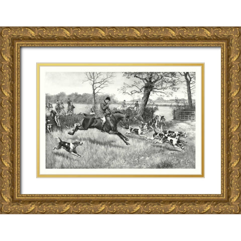 Hark Away Gold Ornate Wood Framed Art Print with Double Matting by G.D. Rowlandson