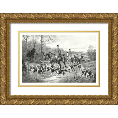 Going to Covert Gold Ornate Wood Framed Art Print with Double Matting by G.D. Rowlandson