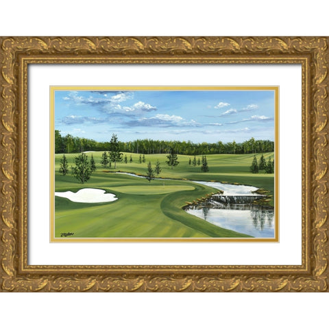 Day on the Links Gold Ornate Wood Framed Art Print with Double Matting by Blankenship, Tom