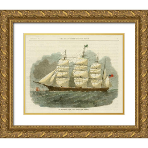 Antique Clipper Ship IV Gold Ornate Wood Framed Art Print with Double Matting by Vision Studio
