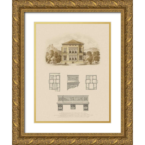 Estate and Plan I Gold Ornate Wood Framed Art Print with Double Matting by Carlsruche