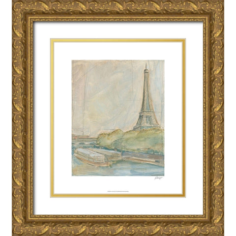 View of Paris II Gold Ornate Wood Framed Art Print with Double Matting by Harper, Ethan