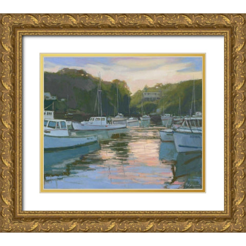 Perkins Cove Gold Ornate Wood Framed Art Print with Double Matting by Calcasola, Stephen