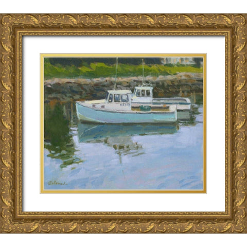 Lobster Boats Gold Ornate Wood Framed Art Print with Double Matting by Calcasola, Stephen