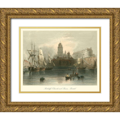 Radcliffe Church And Basin  Bristol Gold Ornate Wood Framed Art Print with Double Matting by Bartlett, William H.