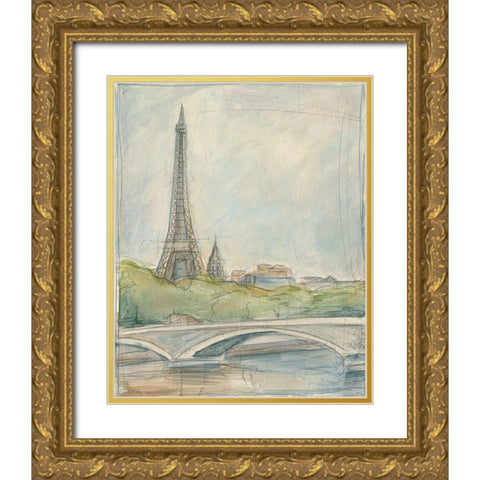 View of Paris III Gold Ornate Wood Framed Art Print with Double Matting by Harper, Ethan