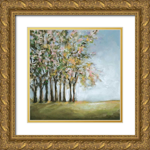 Tree in Spring Gold Ornate Wood Framed Art Print with Double Matting by Long, Christina