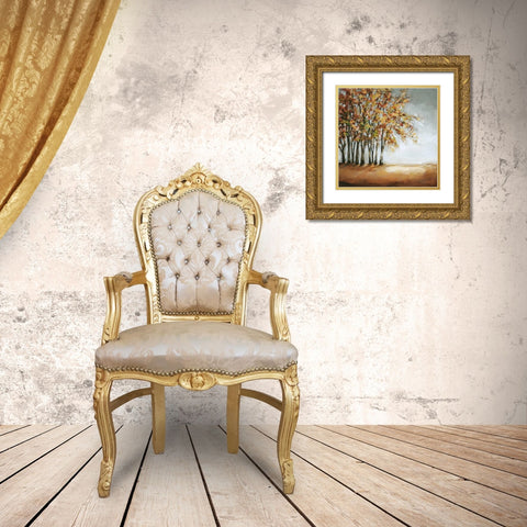 Tree in Fall Gold Ornate Wood Framed Art Print with Double Matting by Long, Christina