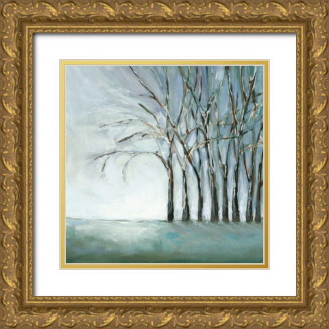 Tree in Winter Gold Ornate Wood Framed Art Print with Double Matting by Long, Christina