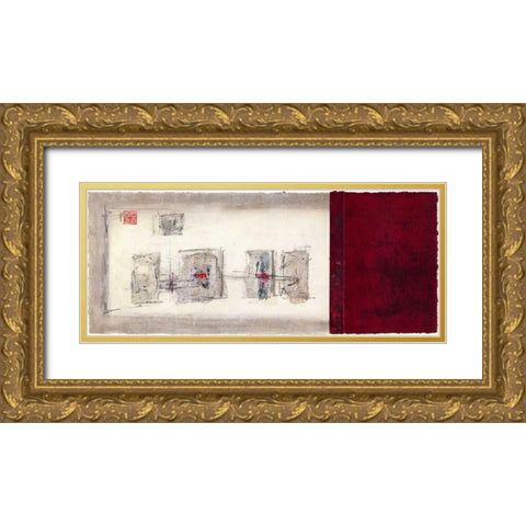 Mauro Tranquility Panel I Gold Ornate Wood Framed Art Print with Double Matting by Mauro