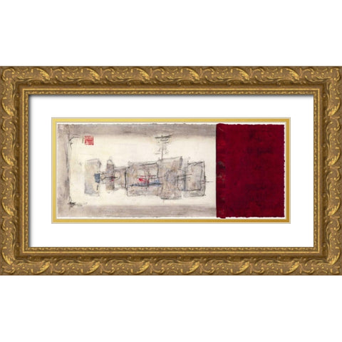 Mauro Tranquility Panel III Gold Ornate Wood Framed Art Print with Double Matting by Mauro