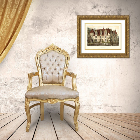 French Chateaux VI Gold Ornate Wood Framed Art Print with Double Matting by Petit, Victor