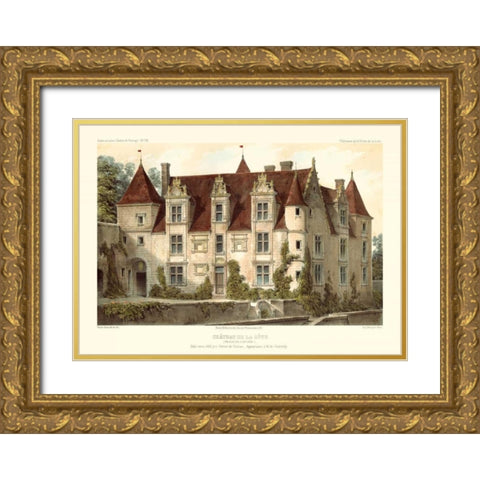 French Chateaux VI Gold Ornate Wood Framed Art Print with Double Matting by Petit, Victor