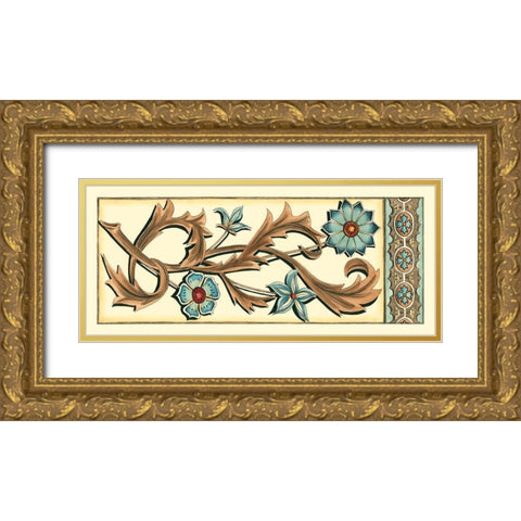 Crackled Italianate Panel in Blue I Gold Ornate Wood Framed Art Print with Double Matting by Zarris, Chariklia