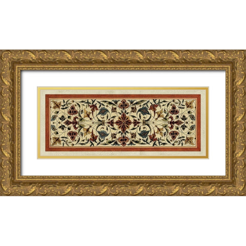 Crackled Tapestry Frieze I Gold Ornate Wood Framed Art Print with Double Matting by Vision Studio