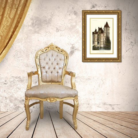 French Chateaux in Brick II Gold Ornate Wood Framed Art Print with Double Matting by Petit, Victor