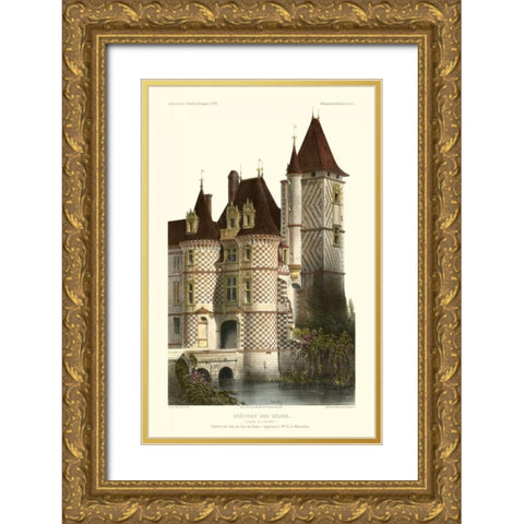 French Chateaux in Brick II Gold Ornate Wood Framed Art Print with Double Matting by Petit, Victor