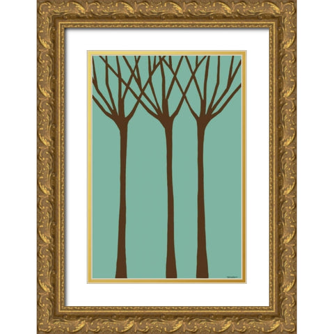 Dichromatic Elms I Gold Ornate Wood Framed Art Print with Double Matting by Lam, Vanna