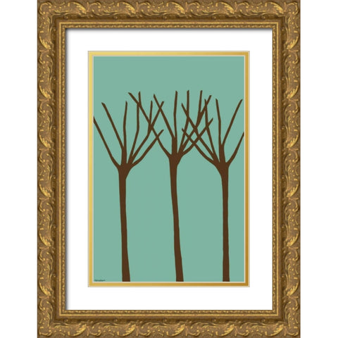 Dichromatic Elms II Gold Ornate Wood Framed Art Print with Double Matting by Lam, Vanna