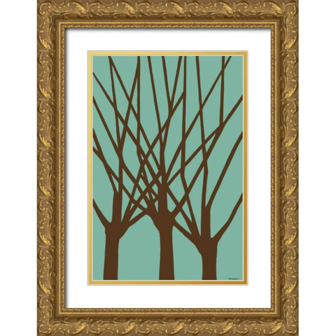 Dichromatic Elms III Gold Ornate Wood Framed Art Print with Double Matting by Lam, Vanna