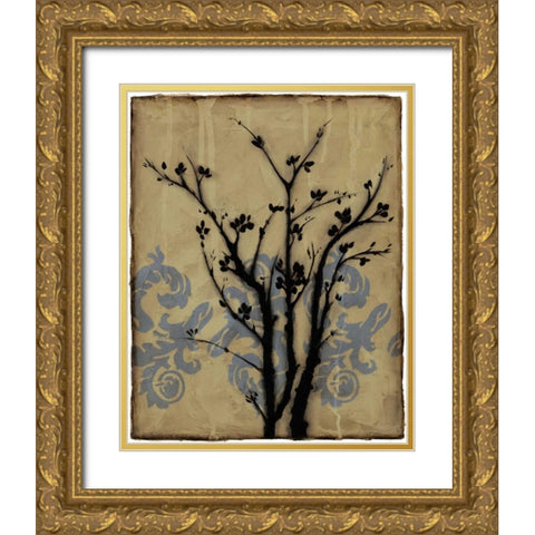 Branch in Silhouette II Gold Ornate Wood Framed Art Print with Double Matting by Goldberger, Jennifer
