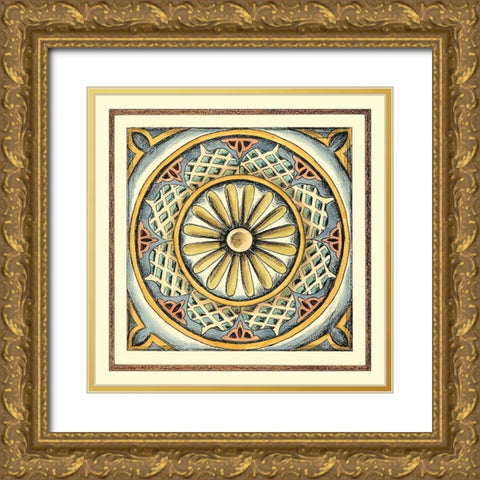 Crackled Cloisonne Tile IV Gold Ornate Wood Framed Art Print with Double Matting by Zarris, Chariklia