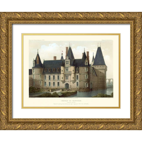 Petite French Chateaux II Gold Ornate Wood Framed Art Print with Double Matting by Petit, Victor