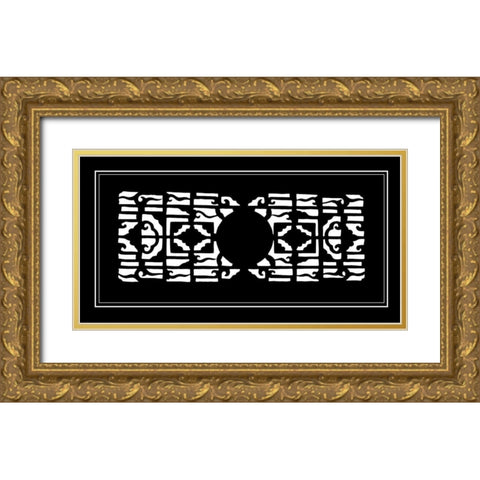 Shoji Screen in Ebony I Gold Ornate Wood Framed Art Print with Double Matting by Vision Studio