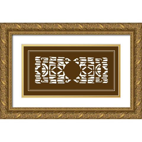 Shoji Screen in Brown I Gold Ornate Wood Framed Art Print with Double Matting by Vision Studio