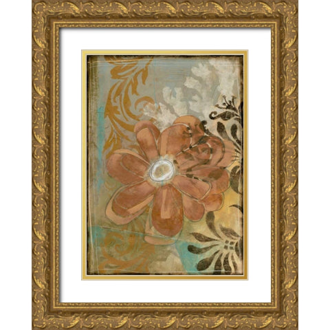 Floral Abstraction I Gold Ornate Wood Framed Art Print with Double Matting by Goldberger, Jennifer