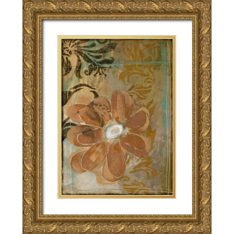 Floral Abstraction II Gold Ornate Wood Framed Art Print with Double Matting by Goldberger, Jennifer