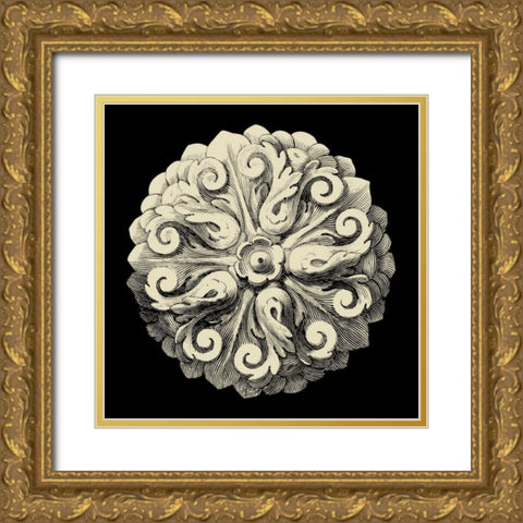 Black and Tan Rosette II Gold Ornate Wood Framed Art Print with Double Matting by Vision Studio