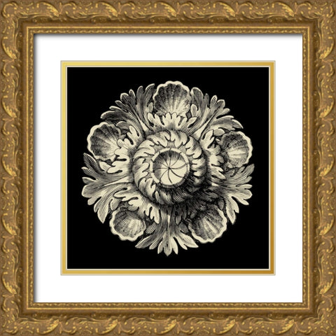 Black and Tan Rosette III Gold Ornate Wood Framed Art Print with Double Matting by Vision Studio