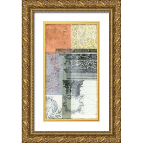 Neo Victorian Collage III Gold Ornate Wood Framed Art Print with Double Matting by Goldberger, Jennifer