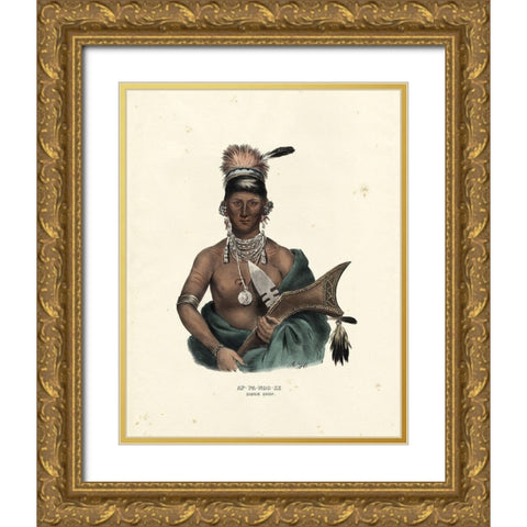 Saukie Chief Gold Ornate Wood Framed Art Print with Double Matting by McKenney and Hall