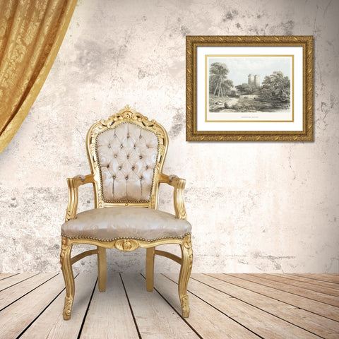 Borthwick Castle Gold Ornate Wood Framed Art Print with Double Matting by Unknown