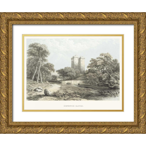Borthwick Castle Gold Ornate Wood Framed Art Print with Double Matting by Unknown