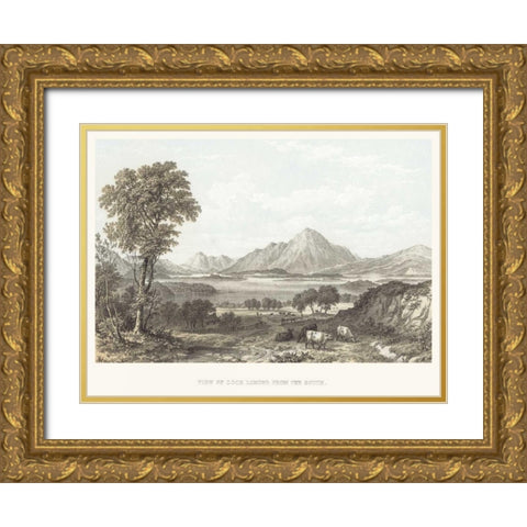 View of Loch Lomond Gold Ornate Wood Framed Art Print with Double Matting by Unknown