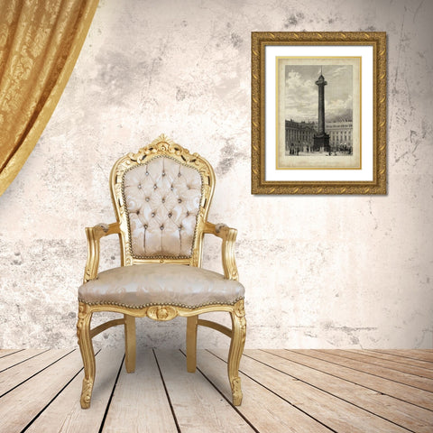 Colonne de la Place Vendome Gold Ornate Wood Framed Art Print with Double Matting by Pugin, A.