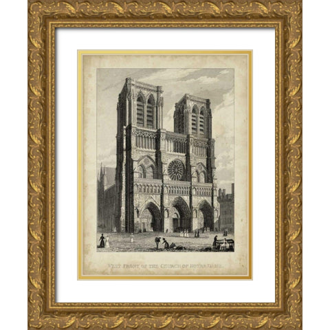 West Front-Notre Dame Gold Ornate Wood Framed Art Print with Double Matting by Pugin, A.