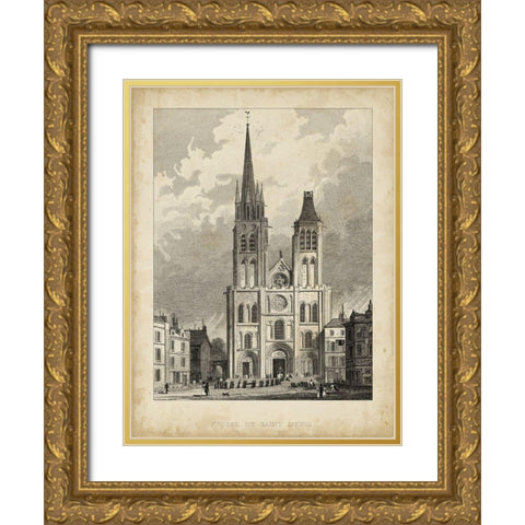 Eglise de St. Denis Gold Ornate Wood Framed Art Print with Double Matting by Pugin, A.