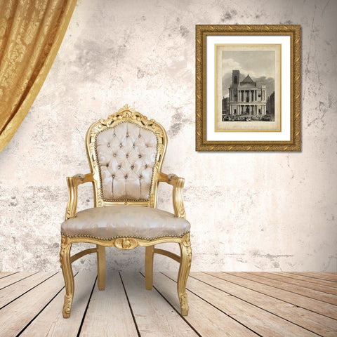 Eglise de St. Eustache Gold Ornate Wood Framed Art Print with Double Matting by Pugin, A.