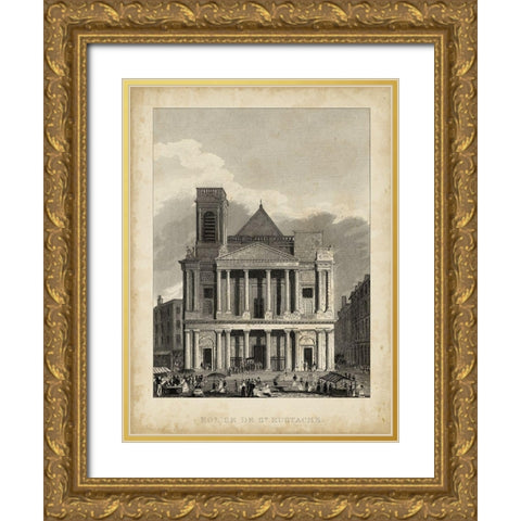 Eglise de St. Eustache Gold Ornate Wood Framed Art Print with Double Matting by Pugin, A.