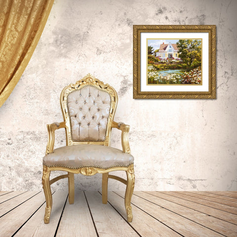Overlooking the Pond Gold Ornate Wood Framed Art Print with Double Matting by Dertner, Erin
