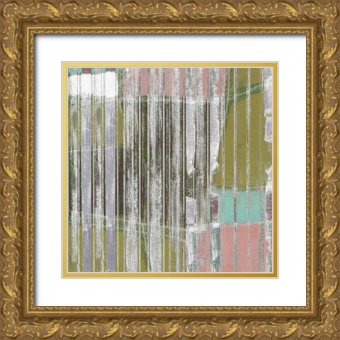 Linear Mix III Gold Ornate Wood Framed Art Print with Double Matting by Goldberger, Jennifer