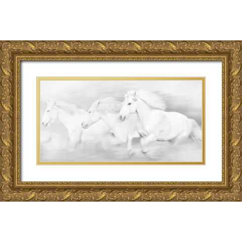 All the White Horses Gold Ornate Wood Framed Art Print with Double Matting by PHBurchett
