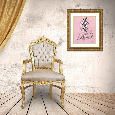 Dussurgey Lilium on Pink Gold Ornate Wood Framed Art Print with Double Matting by Dussurgey, Chabal