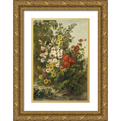 Flower Garden Gold Ornate Wood Framed Art Print with Double Matting by Vision Studio