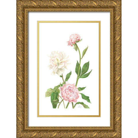 Peony I Gold Ornate Wood Framed Art Print with Double Matting by Shirley, Pamela