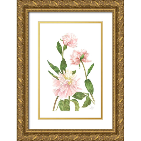 Peony III Gold Ornate Wood Framed Art Print with Double Matting by Shirley, Pamela